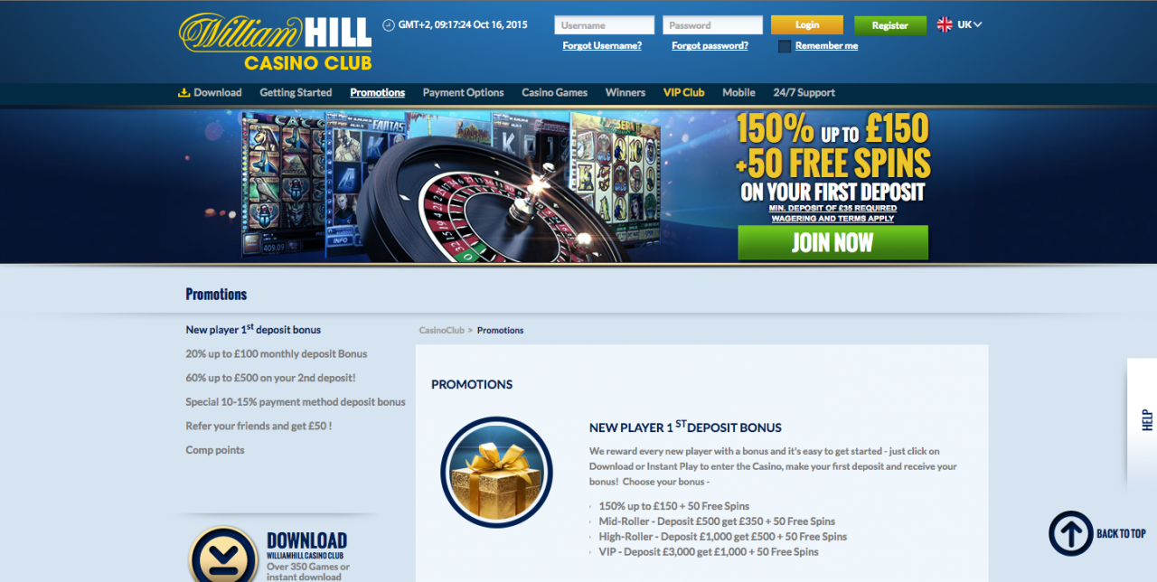 william Hill casino front page